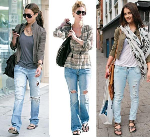 calça jeans rasgada 