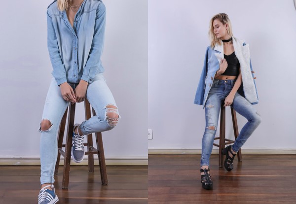 look jeans com calça rasgada 