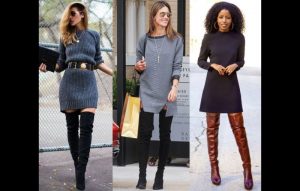 looks com botas e vestidos